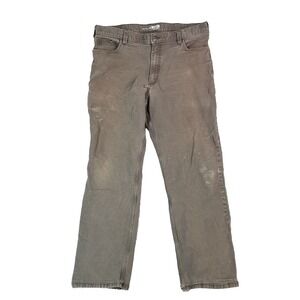 Carhartt work pants jeans men's 38x31 relax stretch gray denim pants trashed